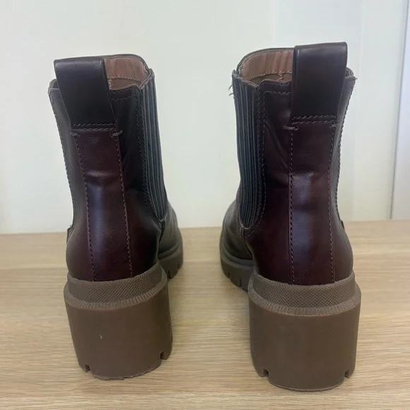 Women's Brown Faux Leather Ankle Boots - Picture 4 of 5